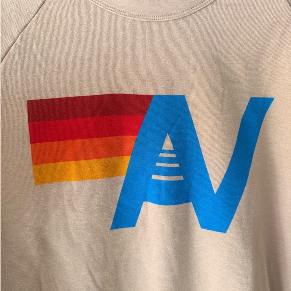 Aviator Nation LOGO RELAXED CREW SWEATSHIRT - SAND Classic AV Logo NWT - Picture 3 of 4